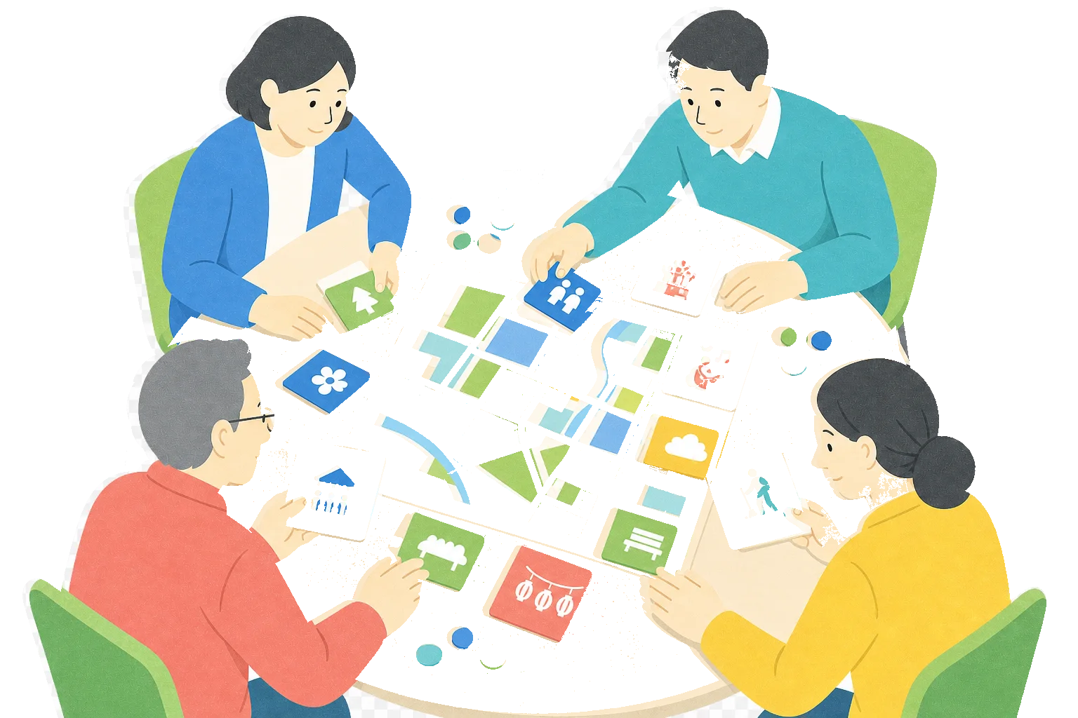 連合の情報整理や事務局運営を表したイラスト